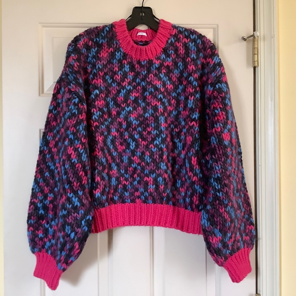 MOTHER The Bell Sleeve Pullover Sweater Alpaca Wool Multi Colored SZ M